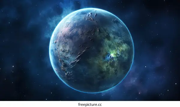 Blue Alien Planet: A Gas Giant in a Distant Nebula