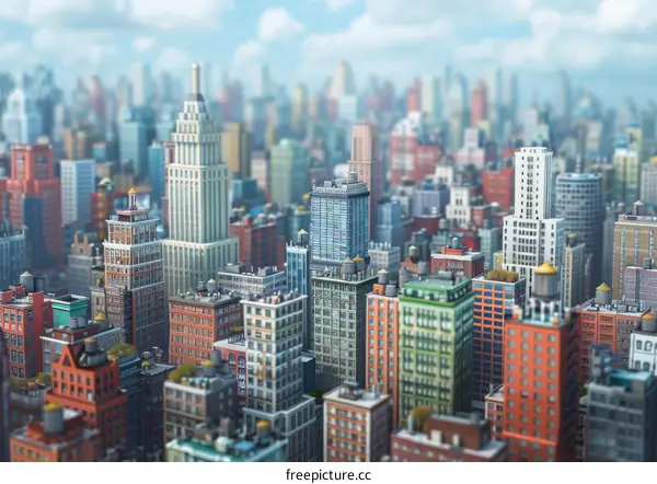 Miniature Cityscape with Skyscrapers