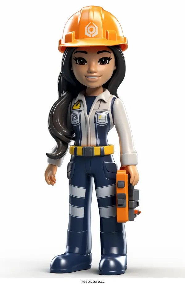 Construction worker wearing hardhat and holding blueprints