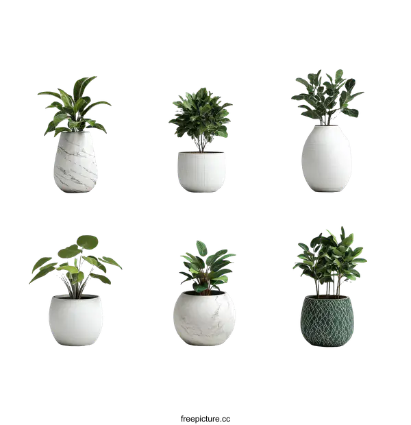 [Transparent Background PNG]Modern Plant Pots with Various Designs