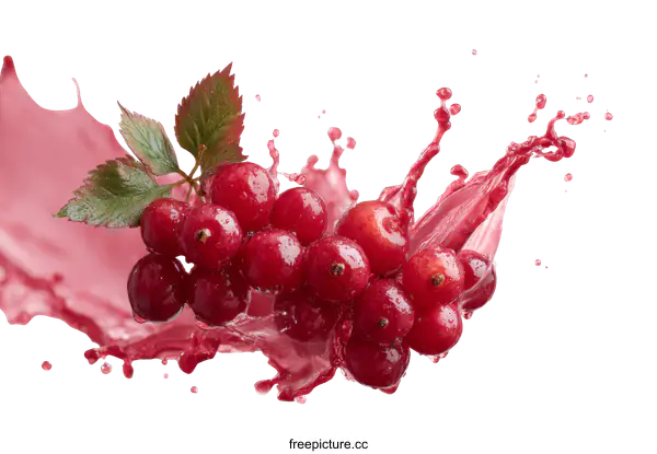 [Transparent Background PNG]Red Berries Splashing with Juice