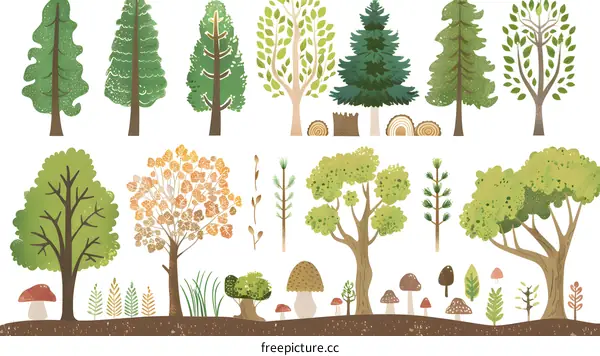 Forest Trees Illustration Set for Nature Design