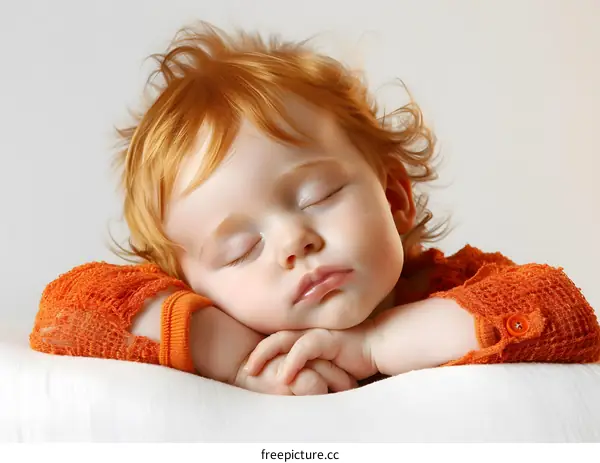 Sleeping Baby with Orange Clothes