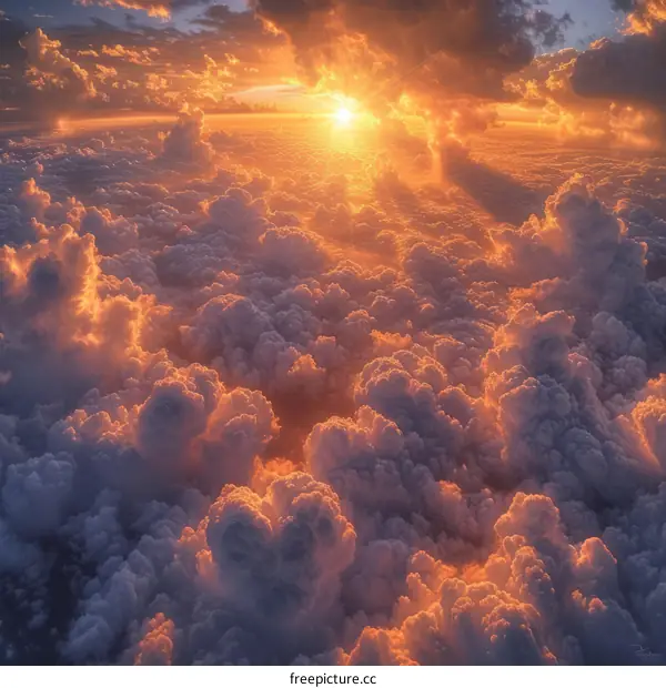 Above the cloudscape with a bright shining sun