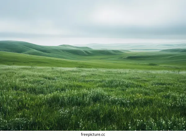 Green rolling hills of the Altai Mountains in Xinjiang, China