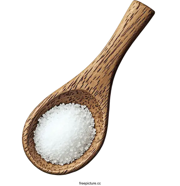[Transparent Background PNG]Wooden Spoon with White Salt Crystals