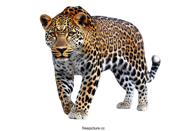 [Transparent Background PNG]Majestic Leopard Portrait Against White Background