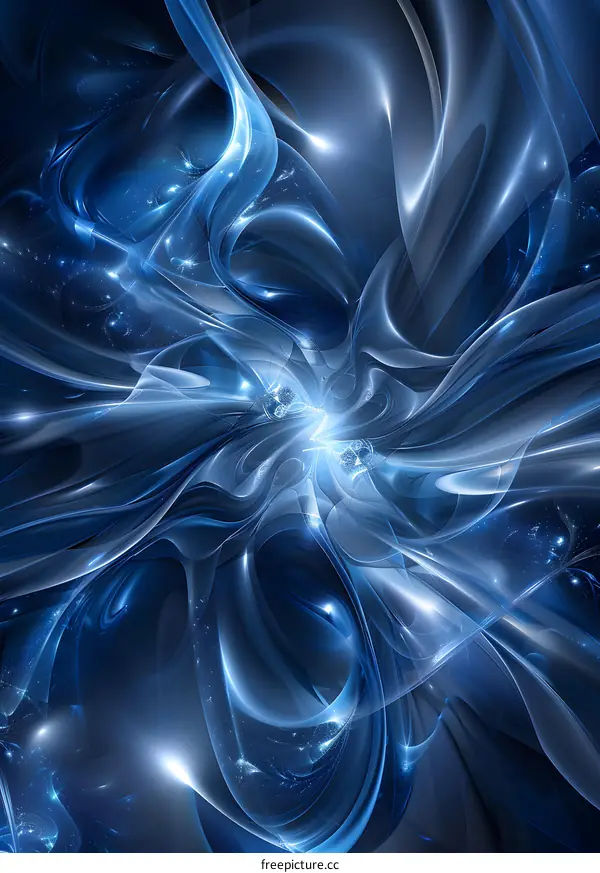 Abstract Blue Swirls and Lights Digital Art