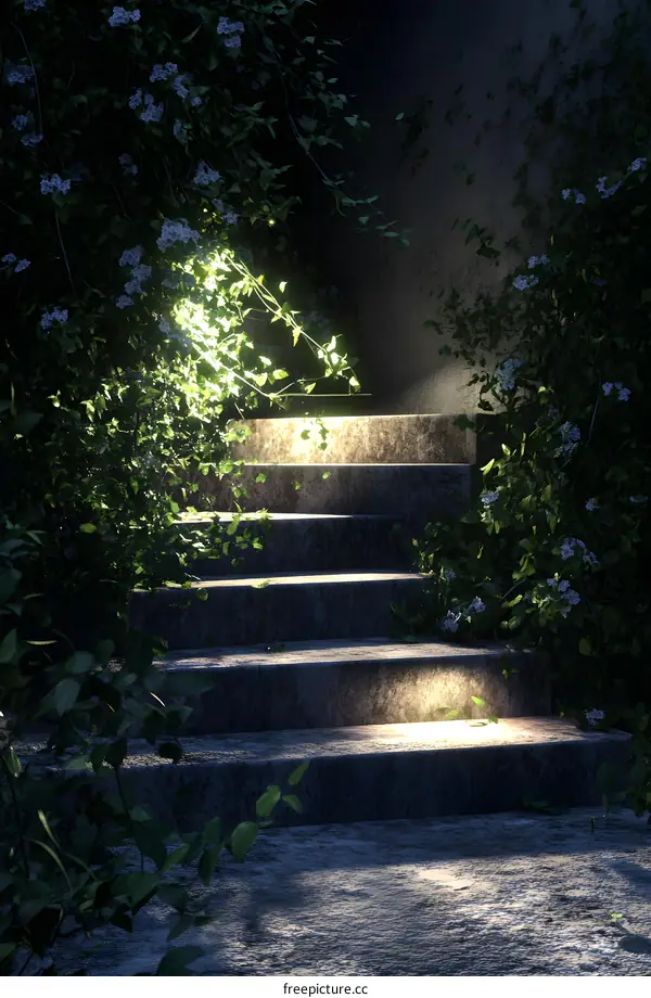 Stone Steps Leading Up to a Secret Garden