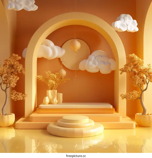 Autumn Moon Festival Display Stand Illustration