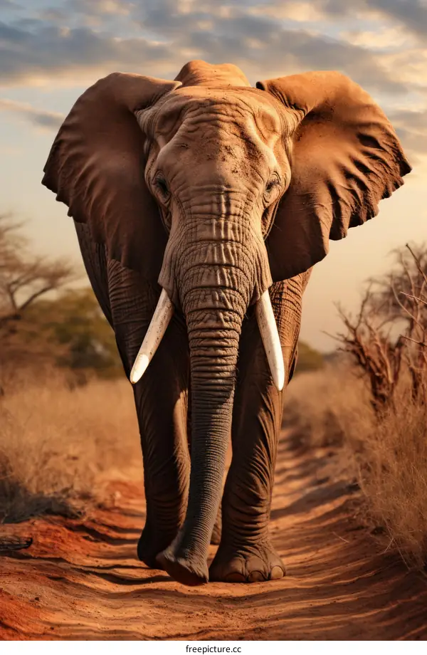 African elephant wandering the savanna