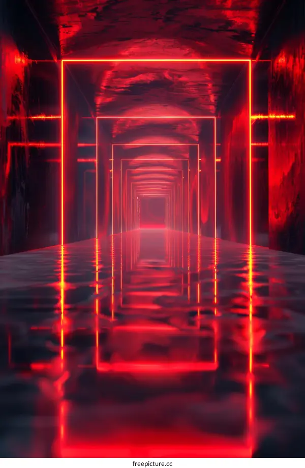 Red Sci-Fi Corridor: A Futuristic Maze