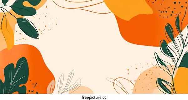 Abstract Background with Orange and Green Leaves