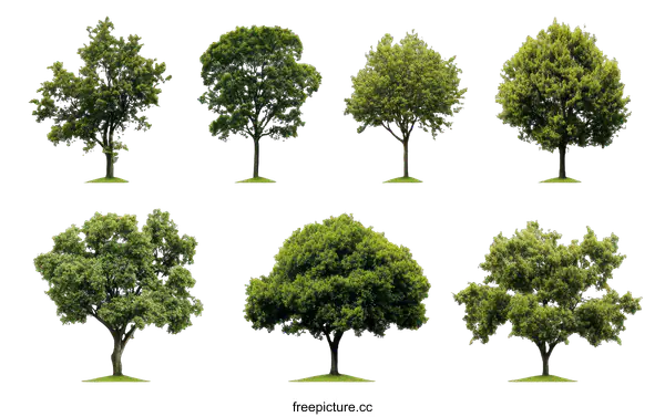 [Transparent Background PNG]Collection of Isolated Green Trees