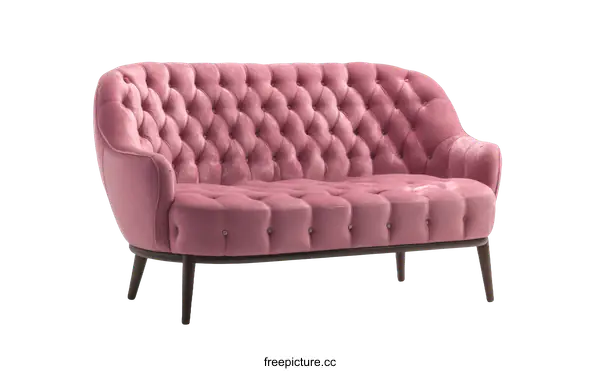 [Transparent Background PNG]Elegant Pink Velvet Loveseat Sofa