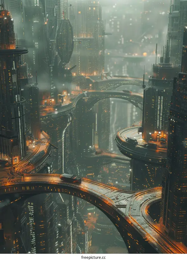 Futuristic Cityscape Aerial View