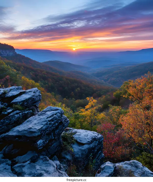 Autumn Mountain Range Sunrise Landscape