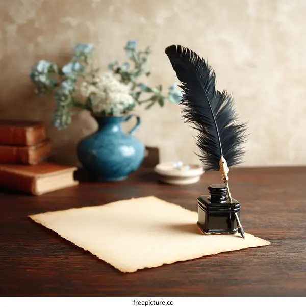 Vintage Writing Supplies on Aged Paper