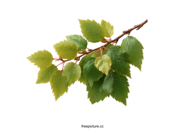 [Transparent Background PNG]Fresh Spring Branch with New Leaves