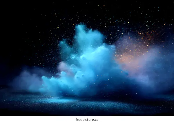 Abstract Colorful Powder Explosion in Dark Background