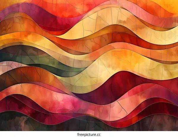 Colorful abstract painting with wavy brushstrokes