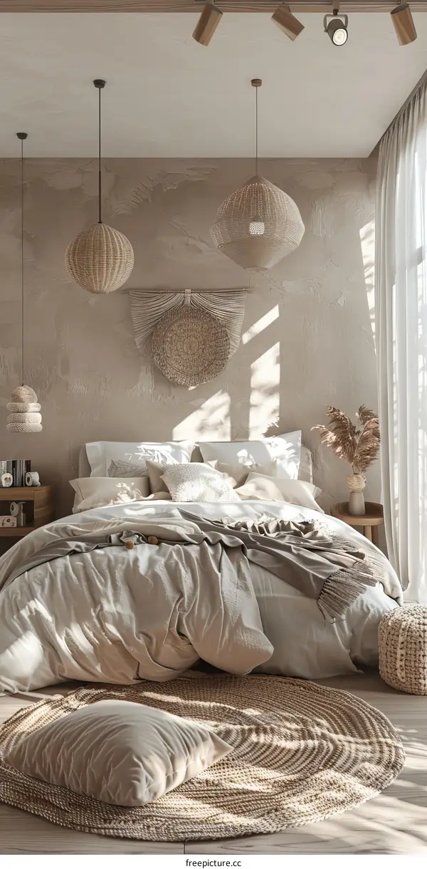 Beige Boho Bedroom Interior Design