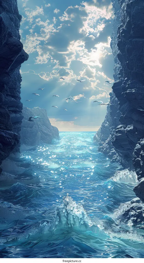 Majestic Sea Cliffs with Birds in Flight