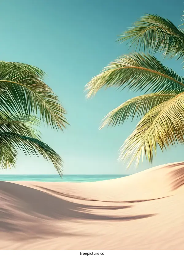 Tropical Beach with Palm Trees and Sand