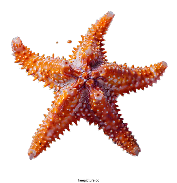 [Transparent Background PNG]A close-up image of an orange starfish on a white background