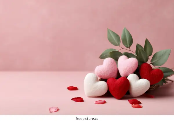 Valentines Day Heart Decor on Pink Background
