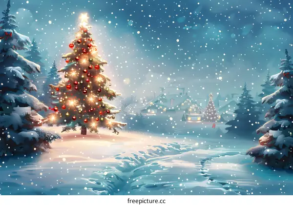 Christmas Snow Scene Illustration