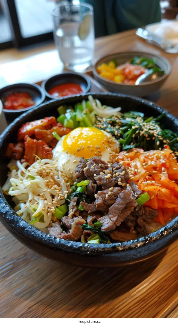 Authentic Bibimbap, a Korean Dish