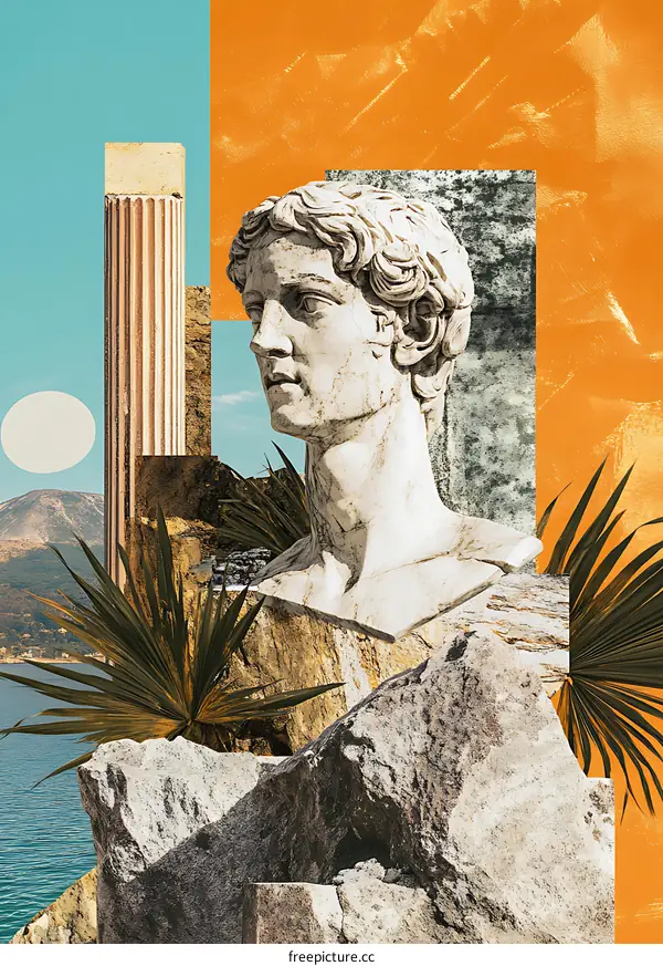 Collage of a Classical Statue in a Modern Aesthetic