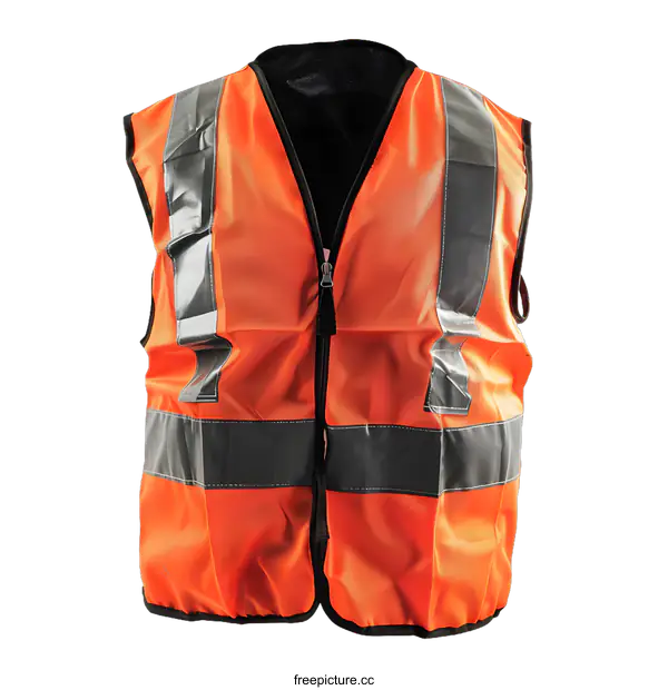 [Transparent Background PNG]Orange Safety Vest With Reflective Strips