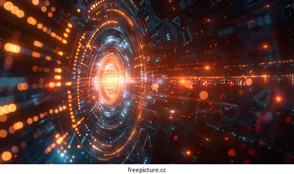 Abstract Digital Tunnel with Lights