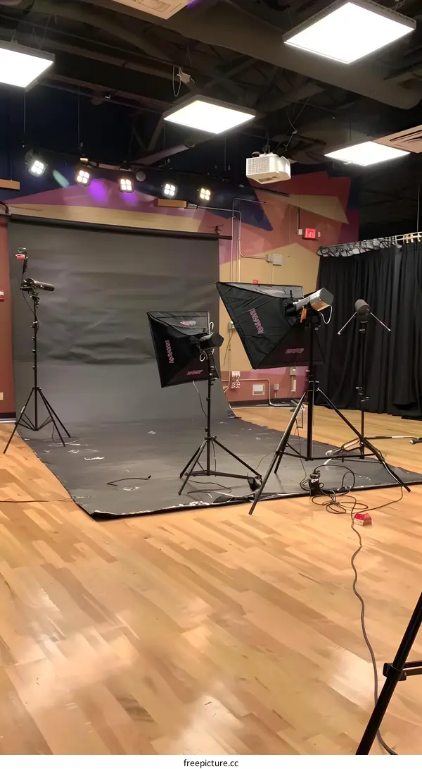 Photo Studio Lighting Setup with Black Background