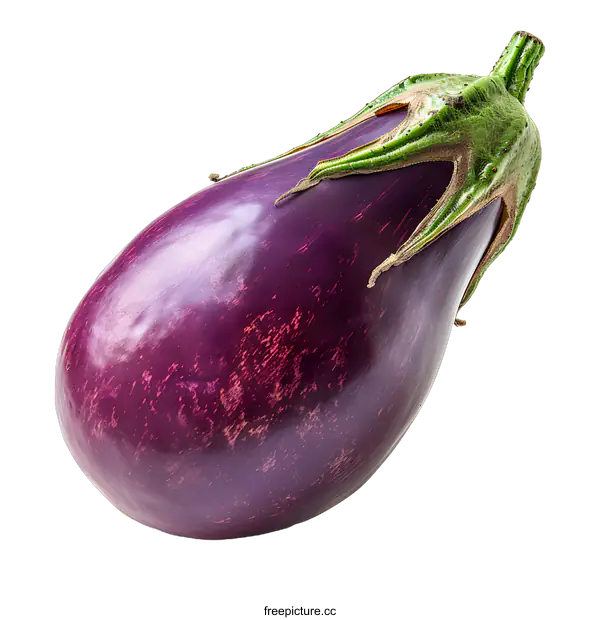 [Transparent Background PNG]A single ripe eggplant on a white background