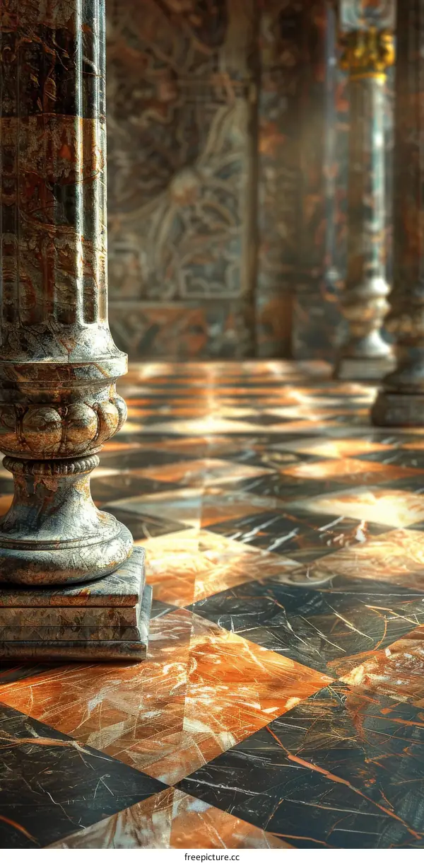 Ancient Marble Hallway with Sunlight