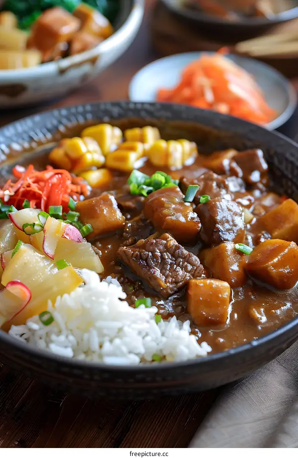 Japanese curry with beef and potatoes