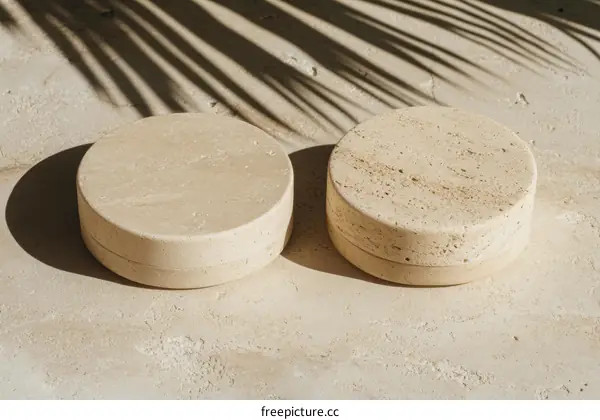 Beige Terrazzo Round Display Stands