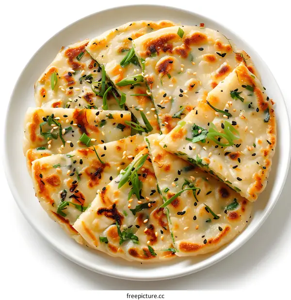 A plate of scallion pancakes