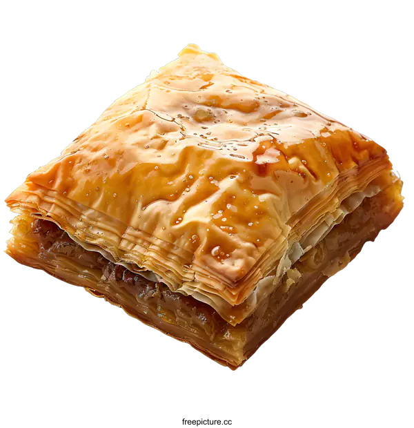 [Transparent Background PNG]A square piece of baklava on a white background