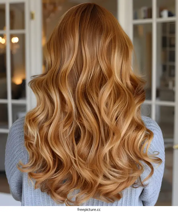 Long Wavy Blonde Hair Style Back View
