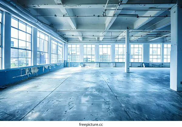 Empty Industrial Building with Large Windows