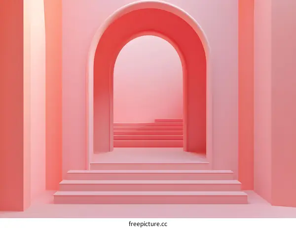 Pink Archway Minimalist Interior Design
