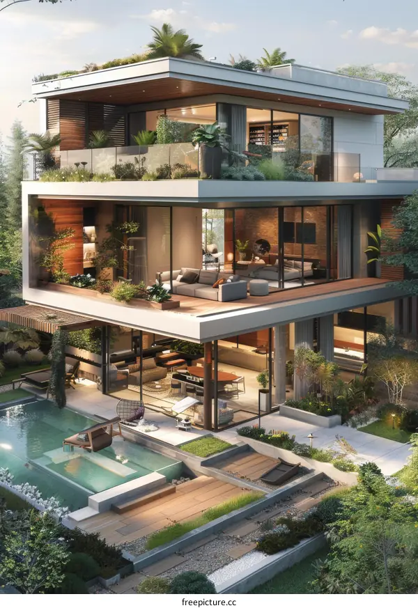 Modern Residence with Swimming Pool and Courtyard