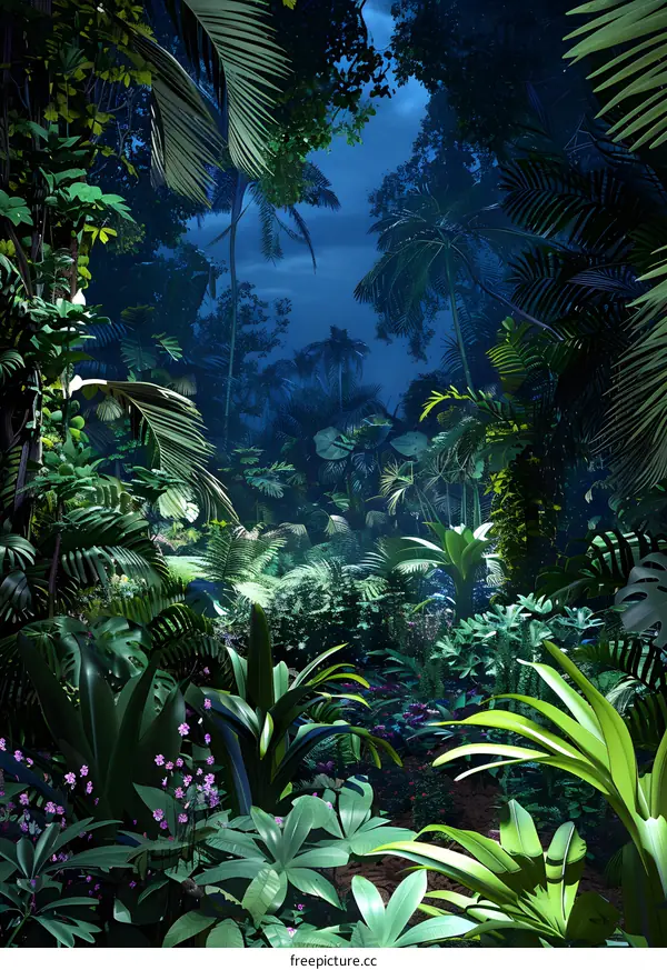 Tropical Rainforest Night Landscape