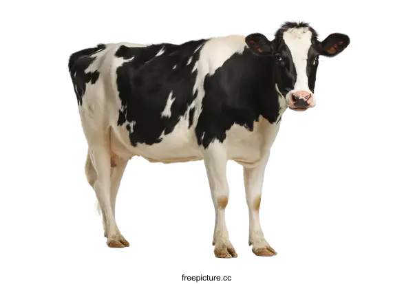 [Transparent Background PNG]Black and White Cow Isolated on White Background