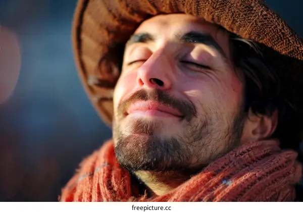 Relaxing Man in a Hat Outdoors