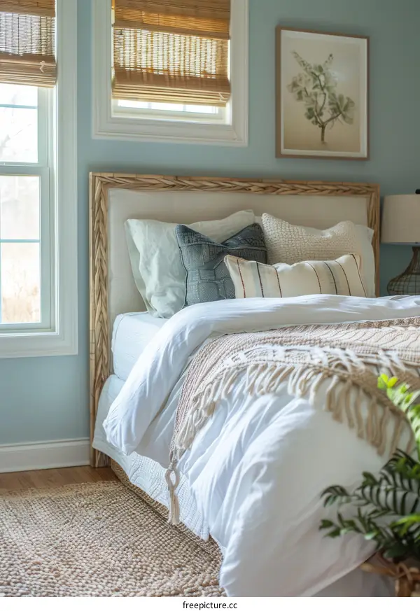 Coastal Bedroom With Elegant Natural Elements